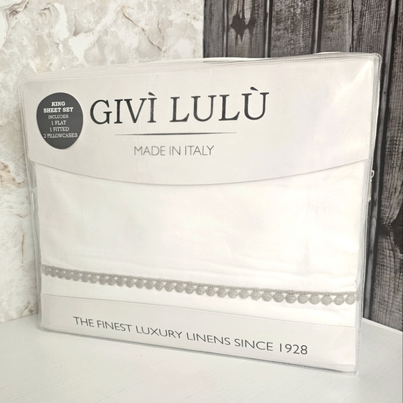 **Givi Lulu King Italian Cotton Percale Pon Pon Sheet Set - Picture 5 of 10